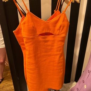 orange dress with small cut out